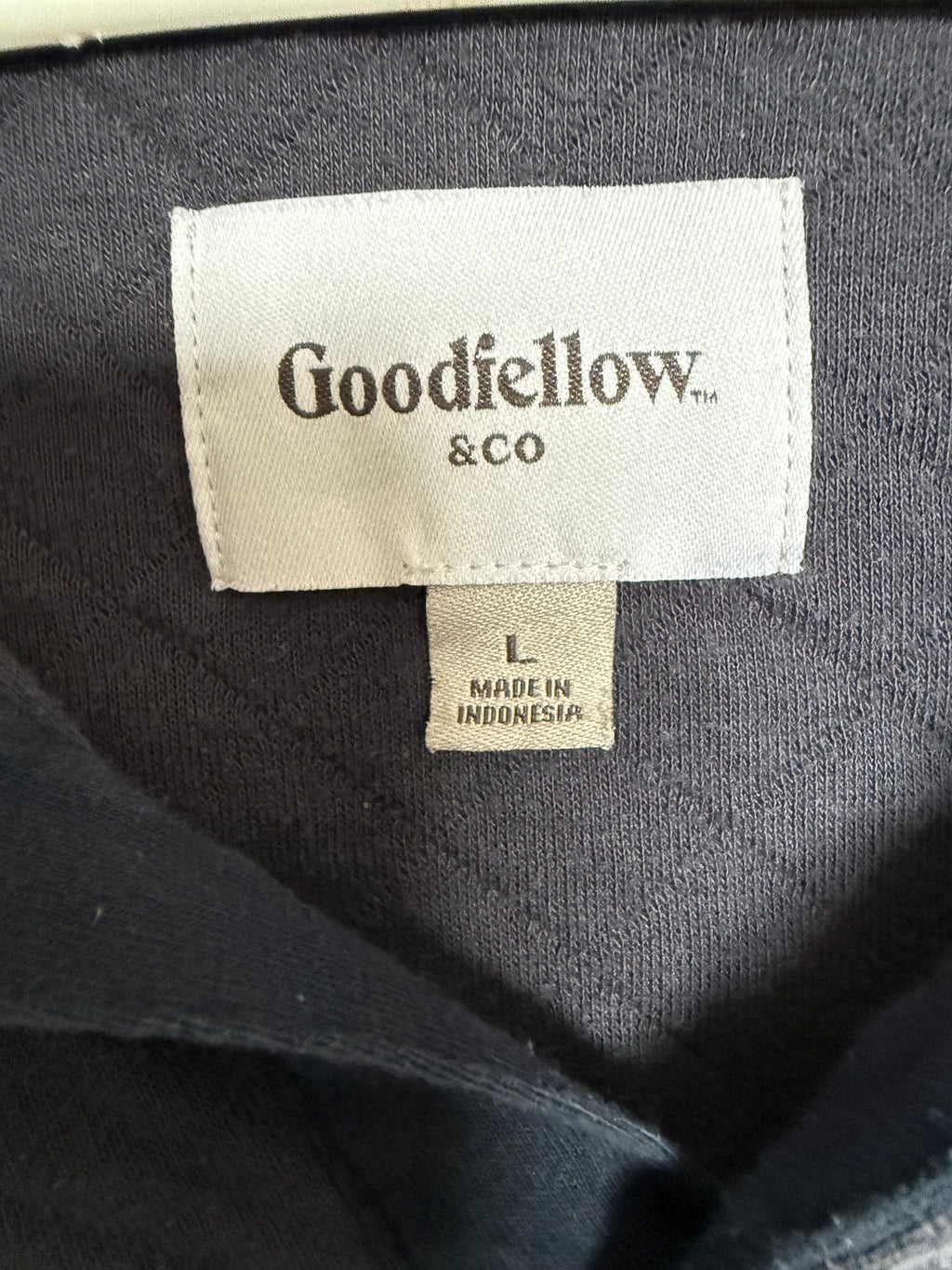 Goodfellow & Co Men's Quilted Snap Pullover Navy Charcoal Size L