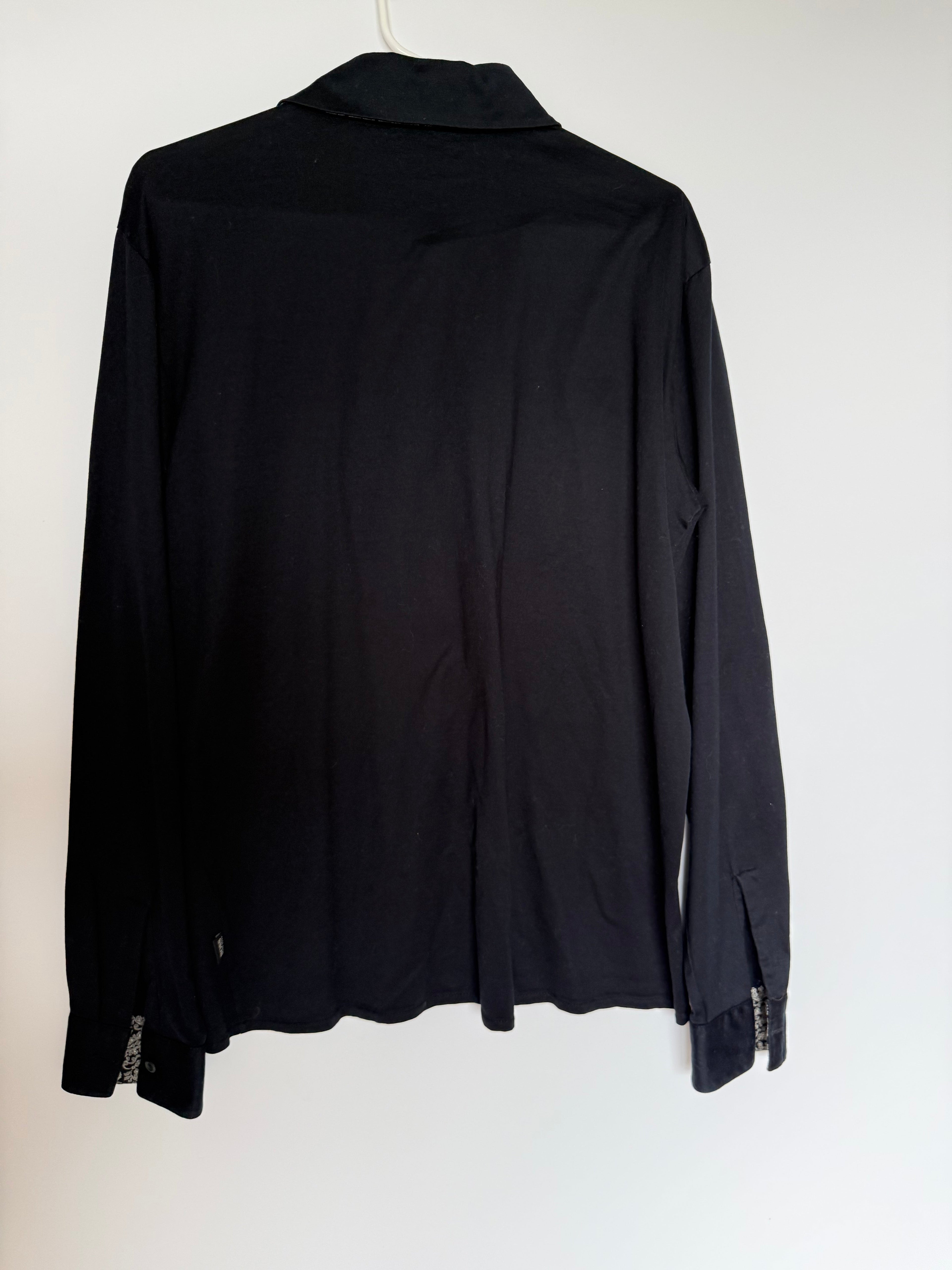 Hugo BOSS Men's Black Button-Up Shirt Paisley Trim Regular Fit Size L
