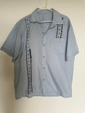 Men's Light Blue Embroidered Short Sleeve Camp Shirt
