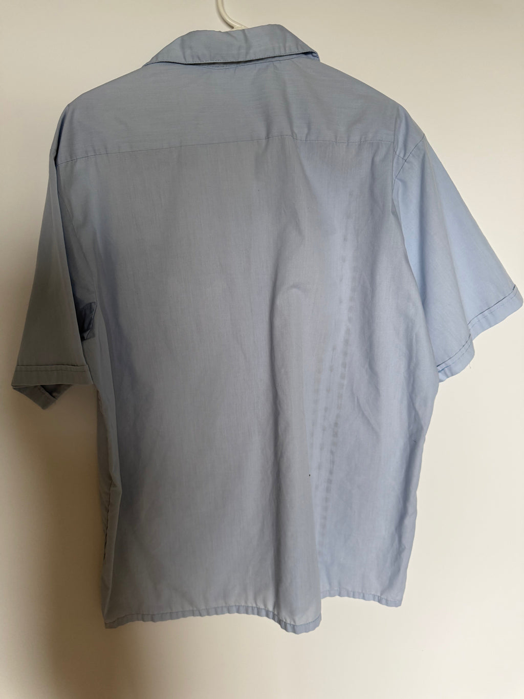 Men's Light Blue Embroidered Short Sleeve Camp Shirt