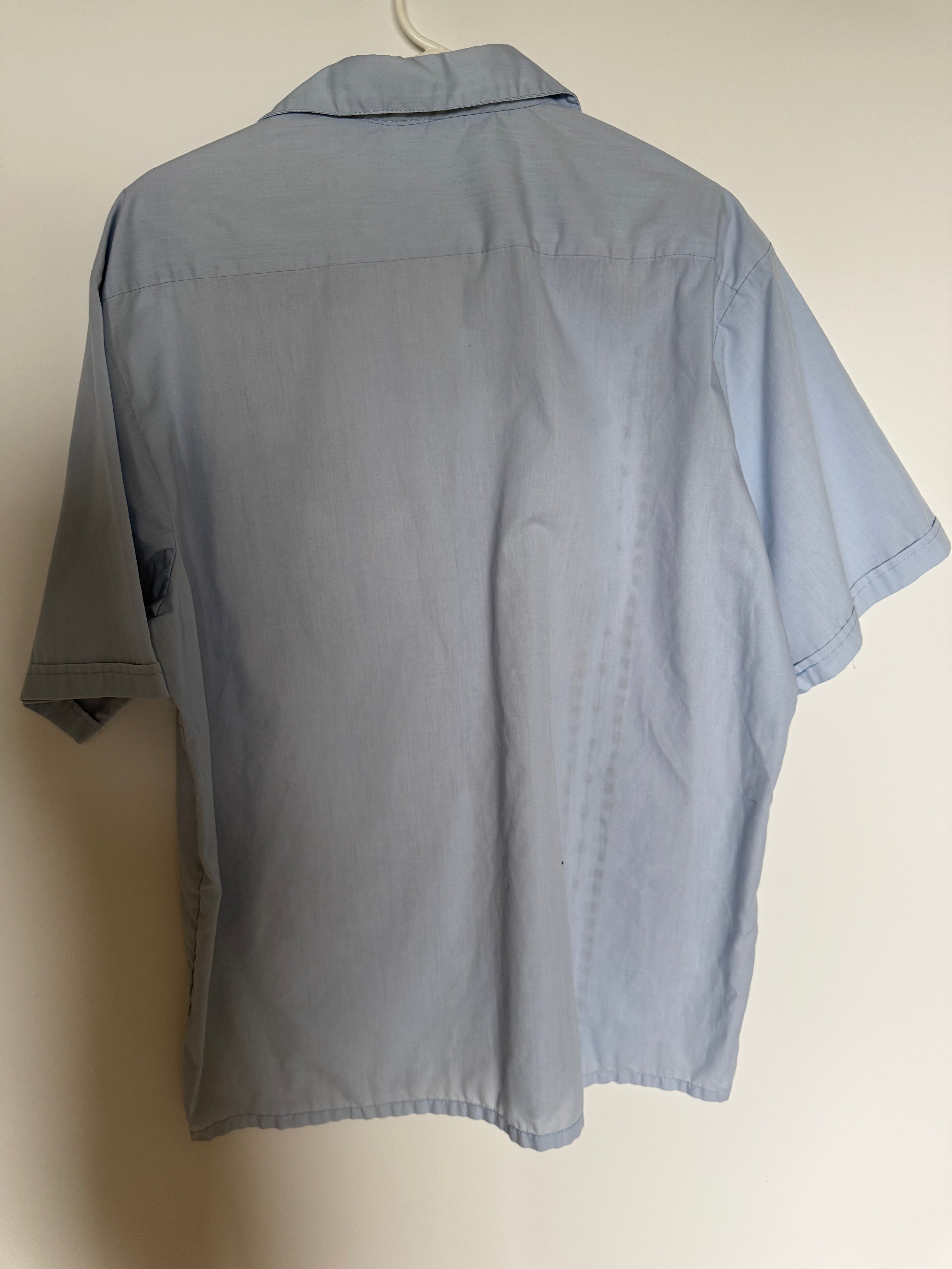 Men's Light Blue Embroidered Short Sleeve Camp Shirt