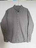 Men's Grey Linen Blend Button-Down Shirt Size L