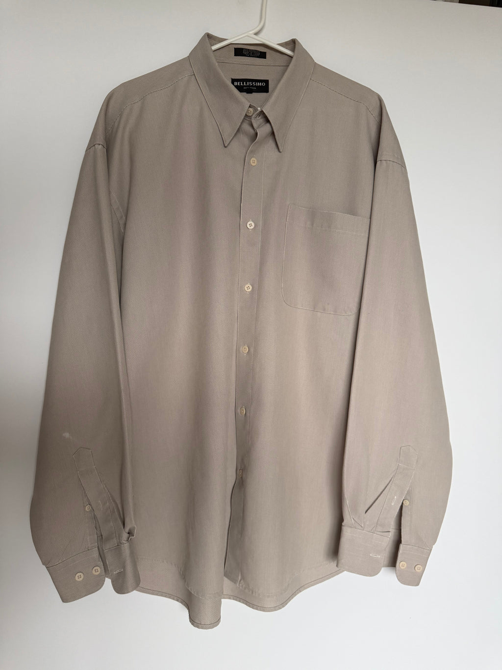 Bellissimo Moda Italia Men's Tan Long Sleeve Dress Shirt Size XL