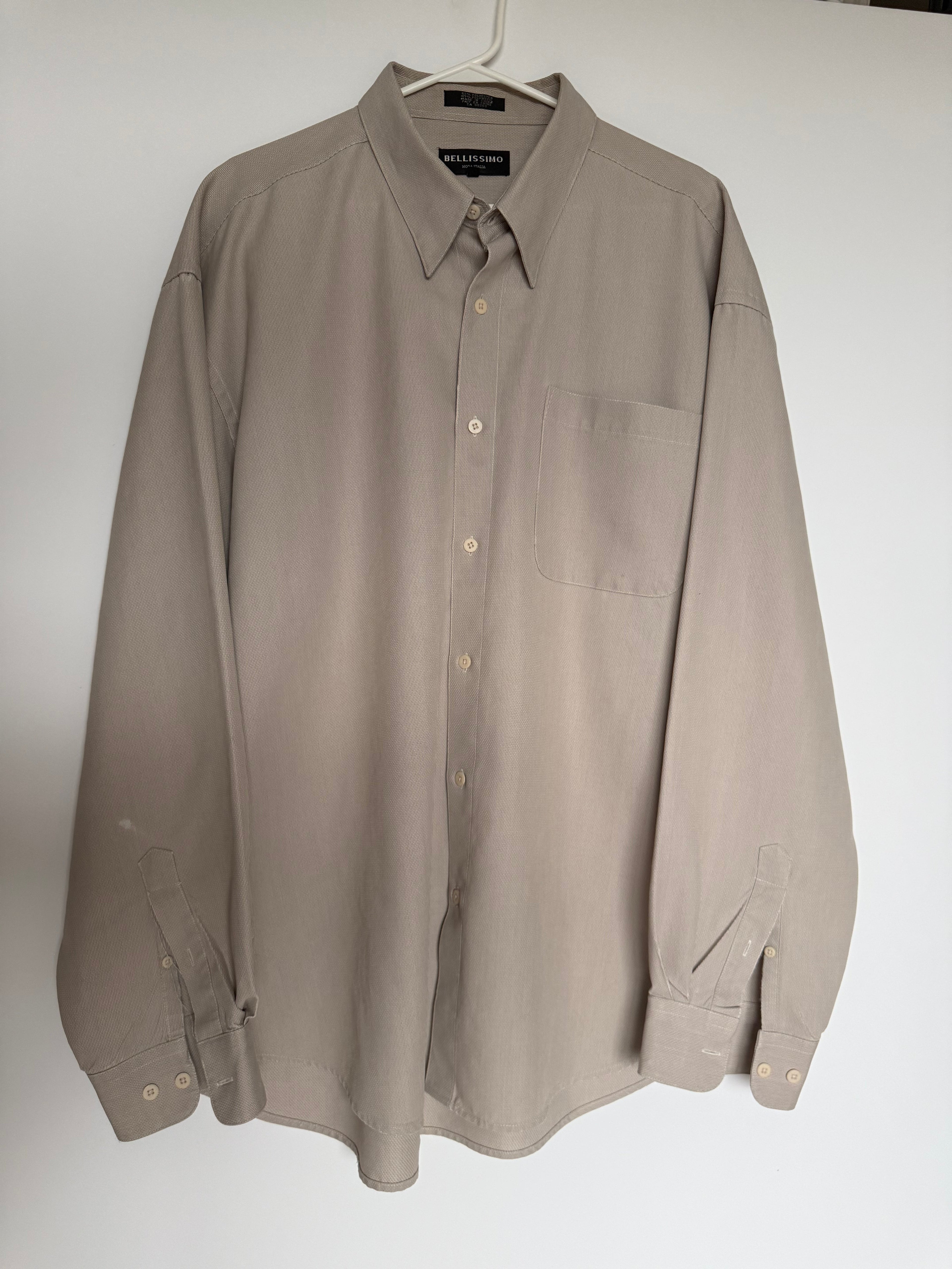 Bellissimo Moda Italia Men's Tan Long Sleeve Dress Shirt Size XL