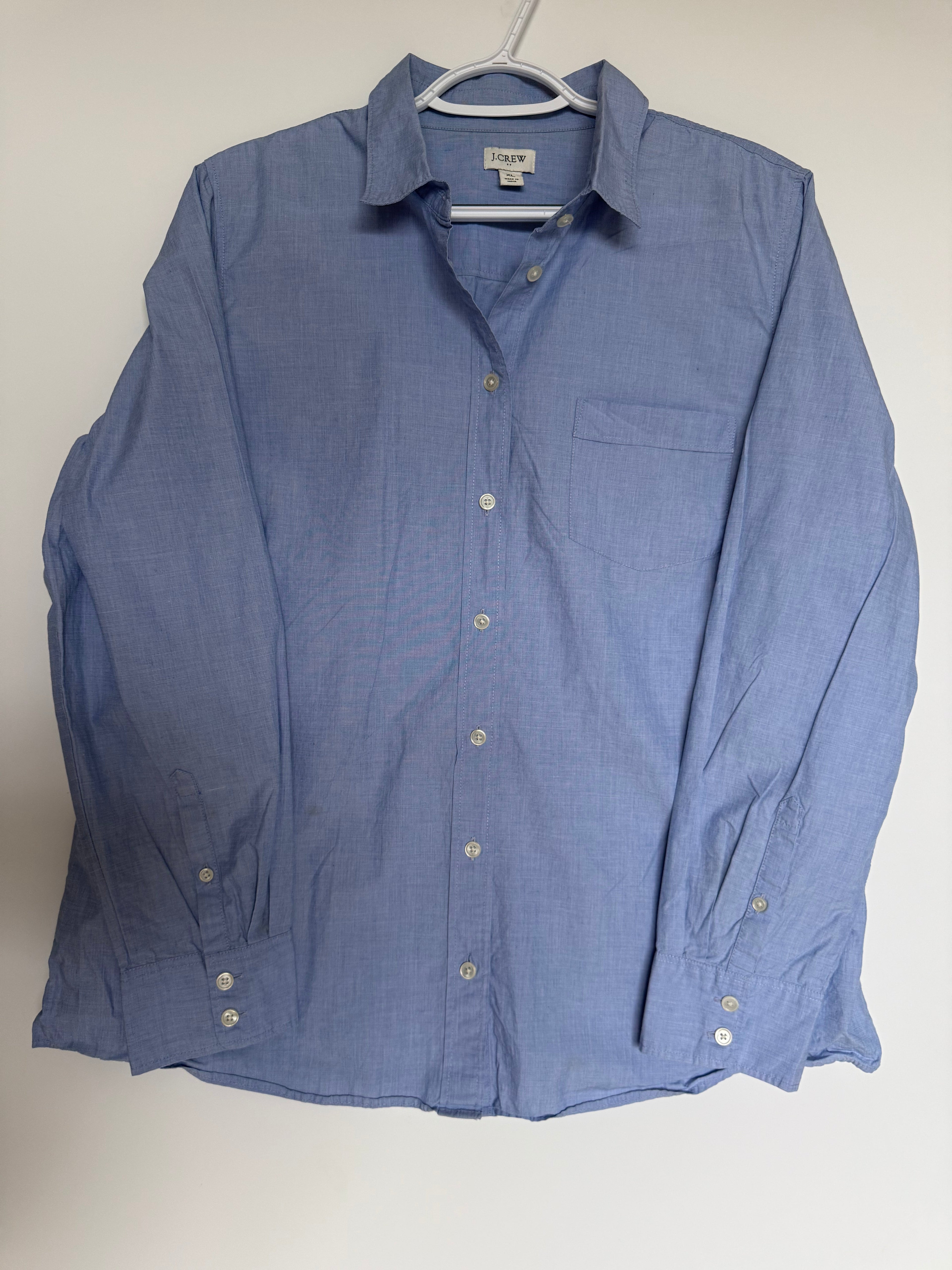 J.Crew Men's Light Blue Chambray Button-Up Shirt Size XL