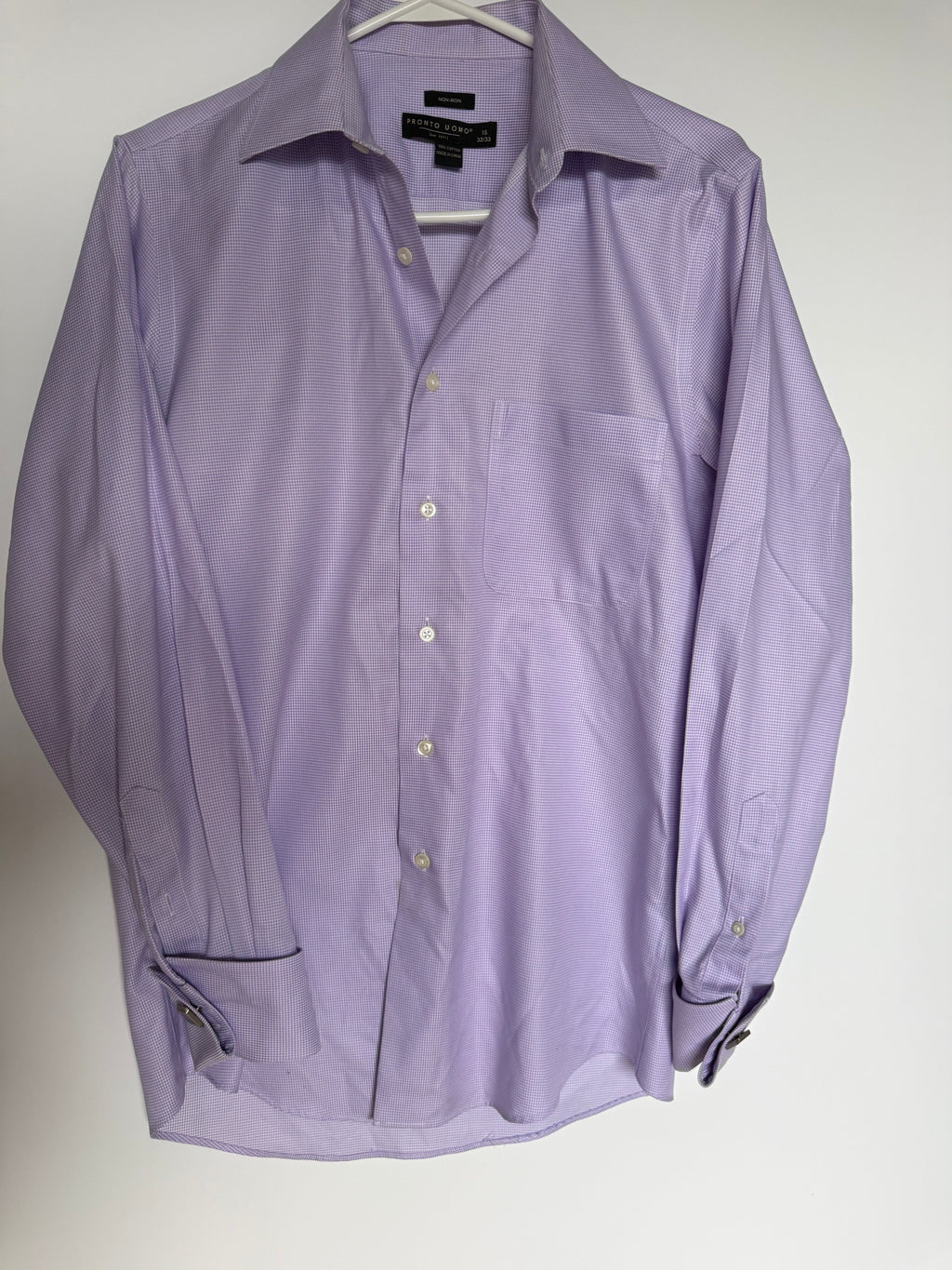 Pronto Uomo Men's Lavender Check French Cuff Dress Shirt