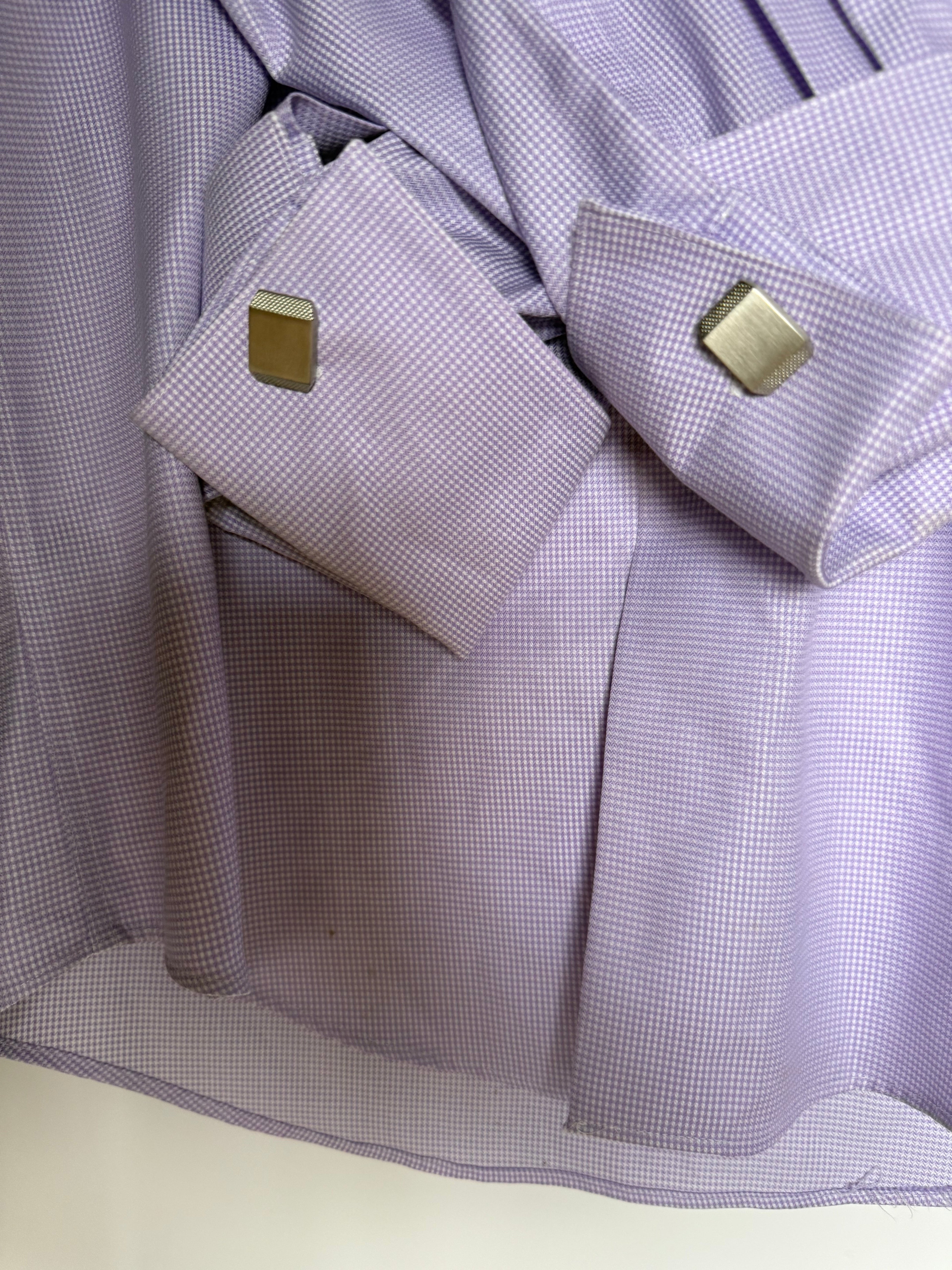 Pronto Uomo Men's Lavender Check French Cuff Dress Shirt