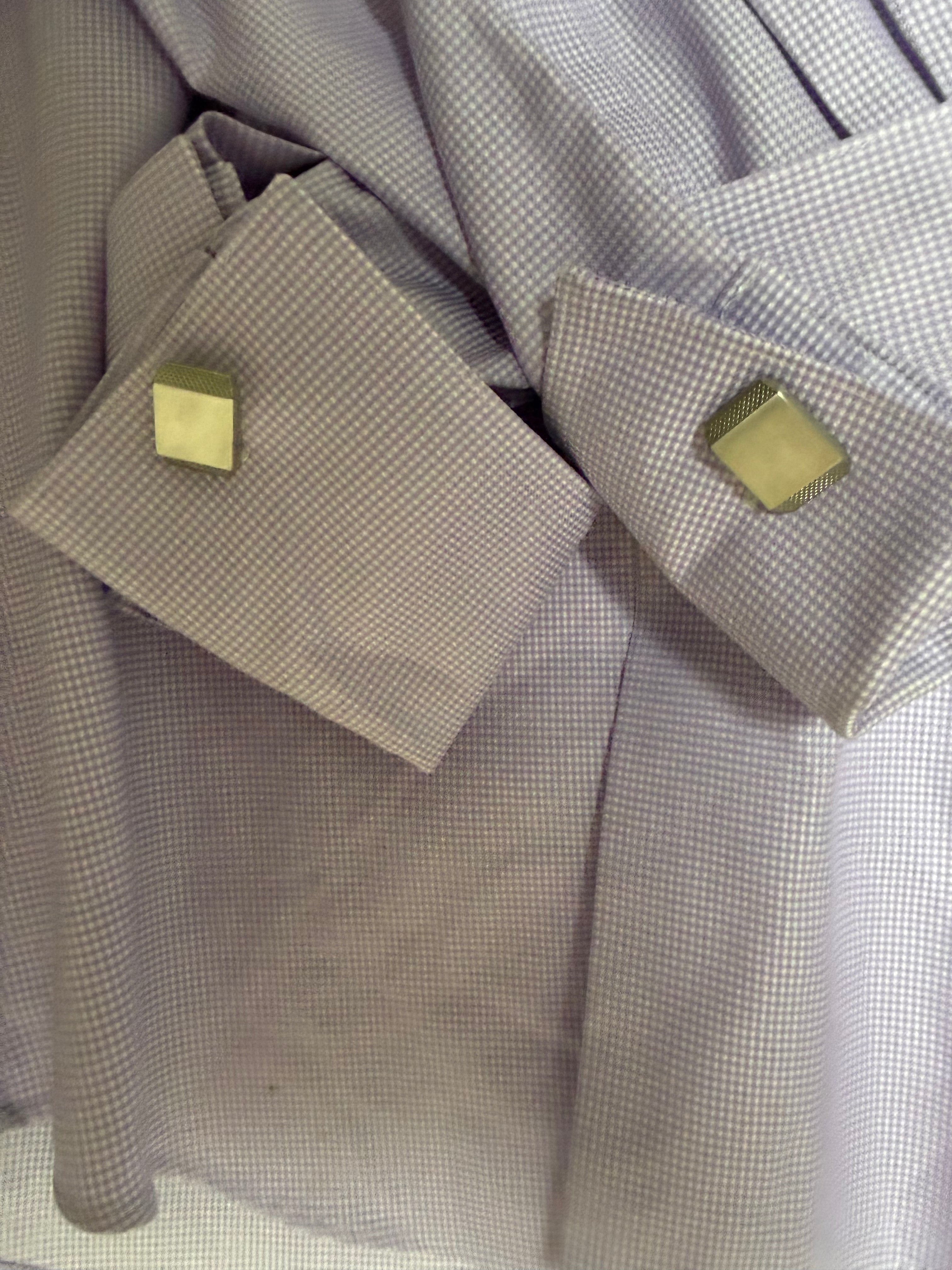 Pronto Uomo Men's Lavender Check French Cuff Dress Shirt