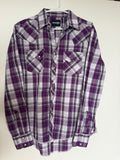 Wrangler Men's Purple Plaid Western Pearl Snap Shirt Size M