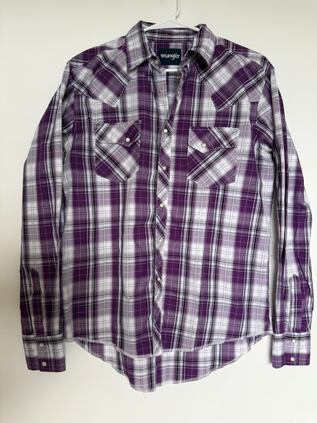 Wrangler Men's Purple Plaid Western Pearl Snap Shirt Size M