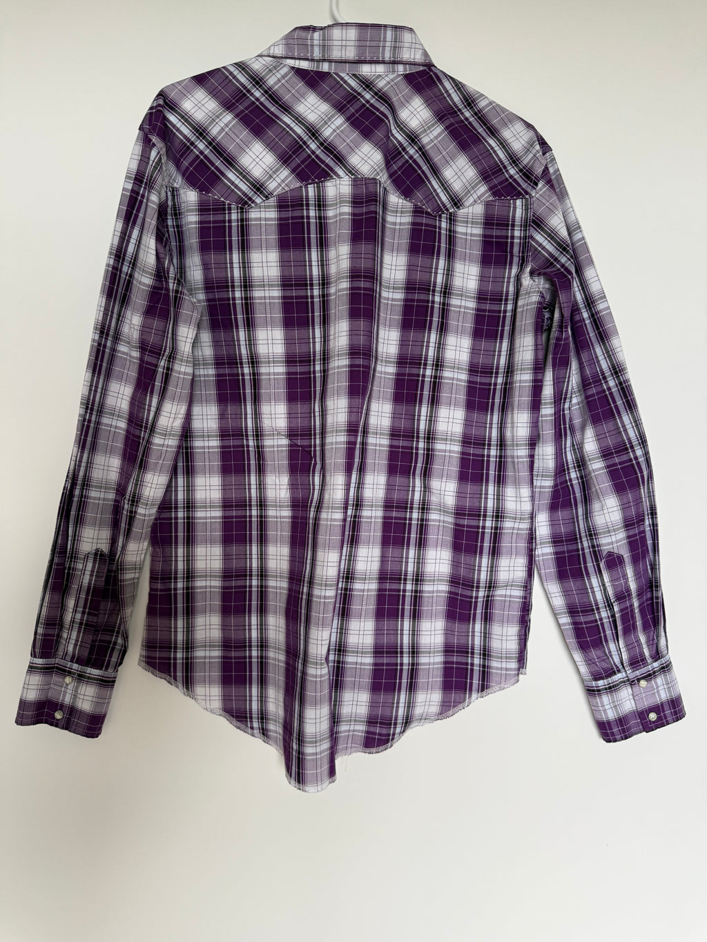 Wrangler Men's Purple Plaid Western Pearl Snap Shirt Size M