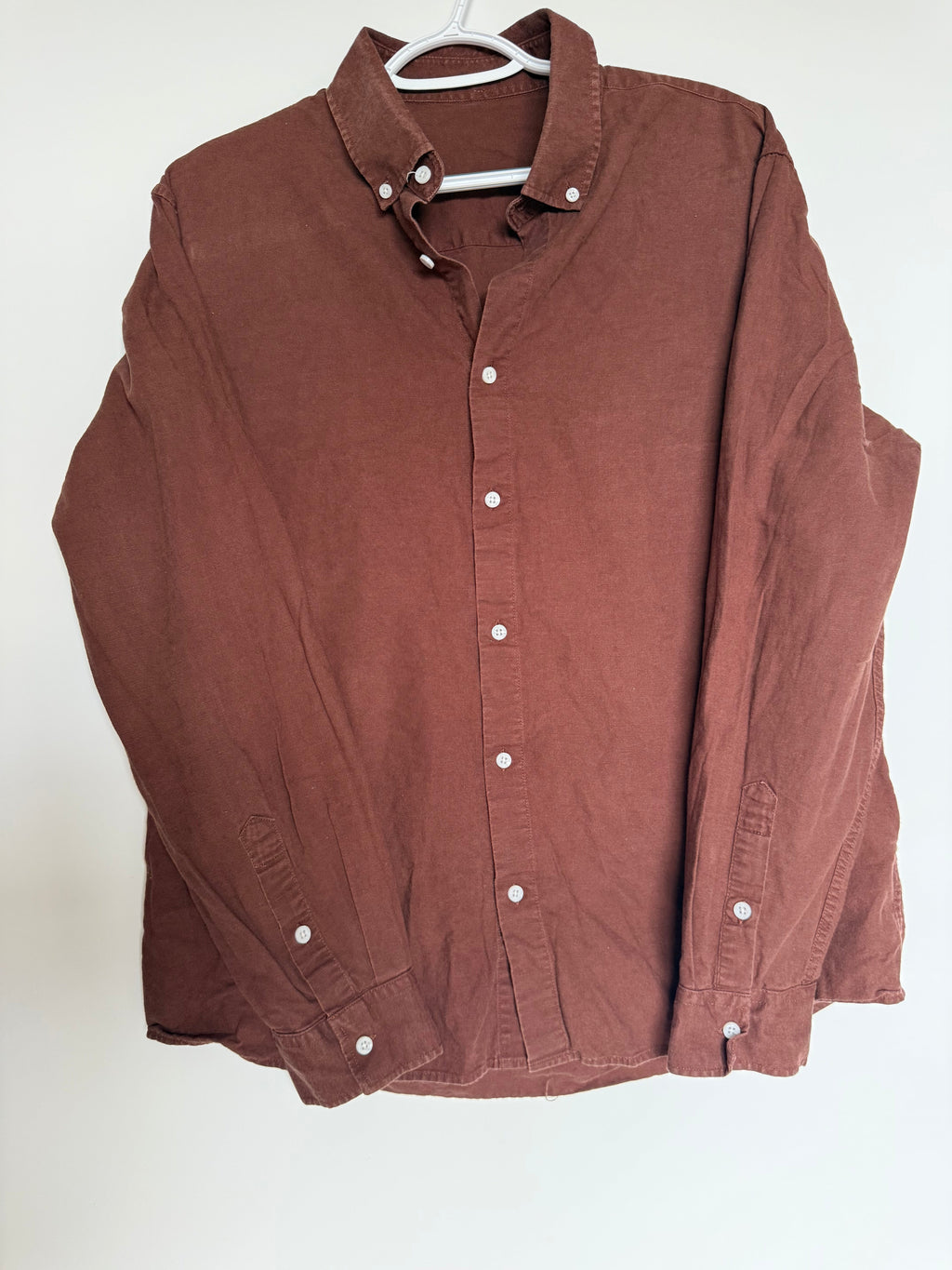 Men's Brown Button-Down Long Sleeve Shirt