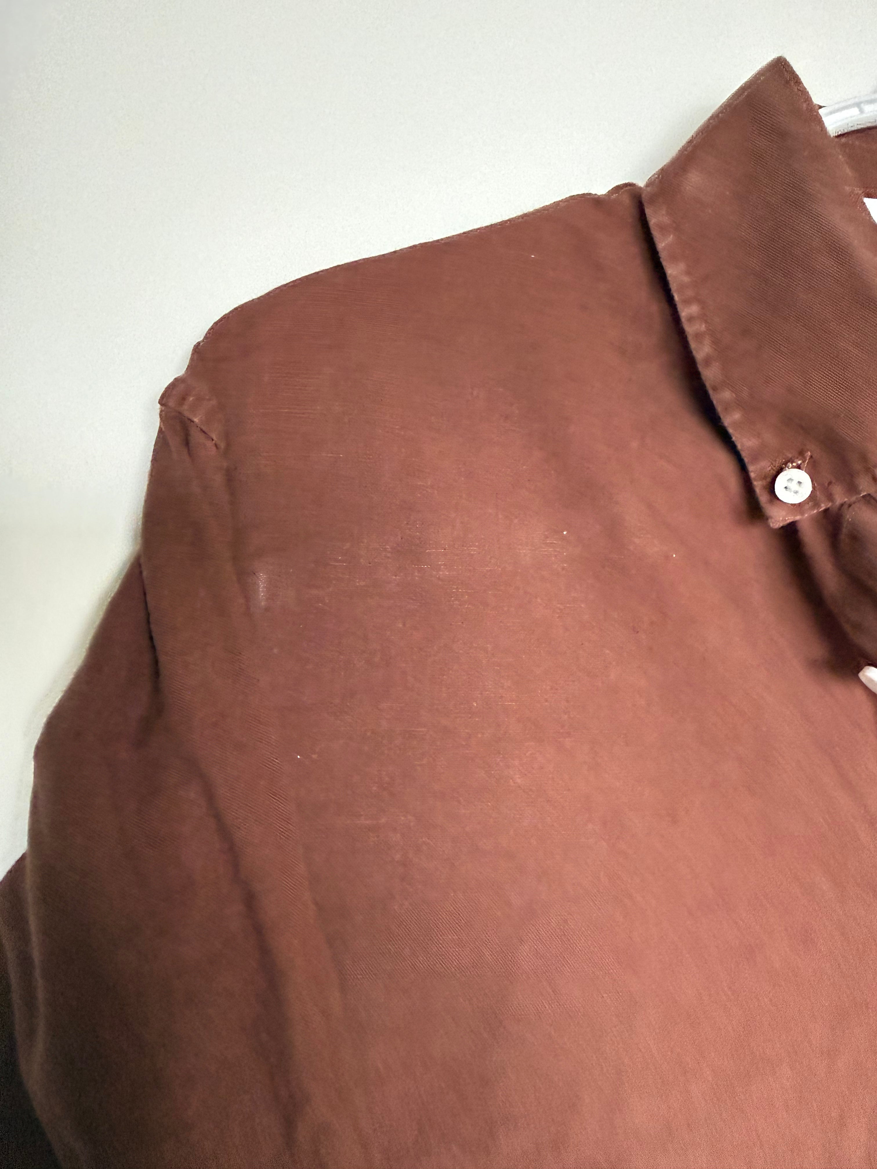 Men's Brown Button-Down Long Sleeve Shirt