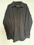 Alfani Men's Black & Grey Striped Long Sleeve Dress Shirt Size XXL