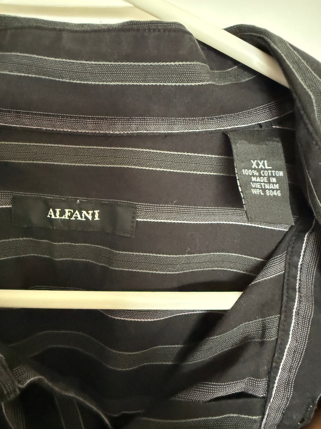 Alfani Men's Black & Grey Striped Long Sleeve Dress Shirt Size XXL